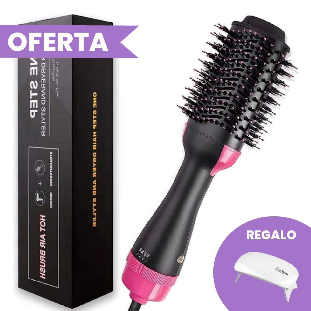 Cepillo Alisador Planchita  3 En 1 Anti Frizz + Secador De Uñas Portátil Uv Led Mini de regalo