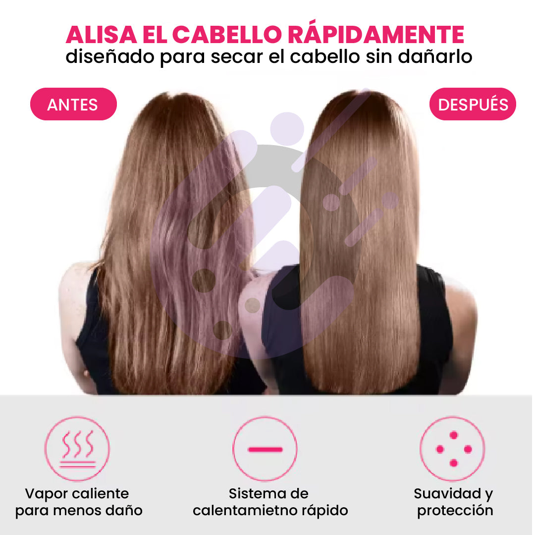 Cepillo Alisador Planchita  3 En 1 Anti Frizz + Secador De Uñas Portátil Uv Led Mini de regalo